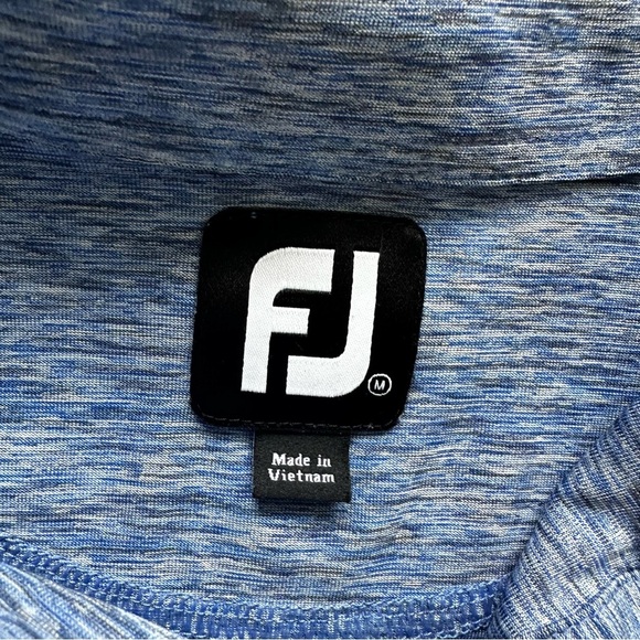 Footjoy Golf Polo Shirt Mens Medium Blue Polyester Spandex Performance Logo - Picture 3 of 8
